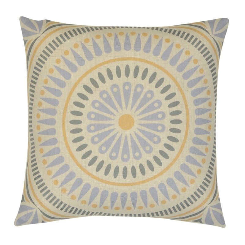 Baby blue and yellow Mandala inspired cushion cover