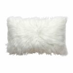 Textured white rectangular cushion cover in fur fabric