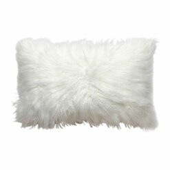 Textured white rectangular cushion cover in fur fabric
