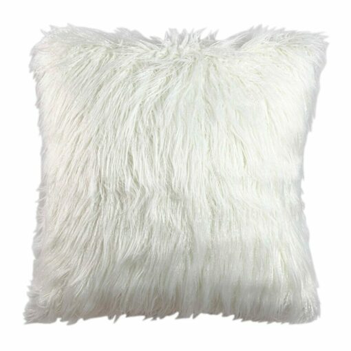 Light and bright white fur cushion cover in 45cm size