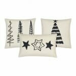 Image of 3 piece cotton linen cushion with minimalist Christmas-themed prints