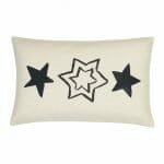 Rectangular cotton linen cushion with three stars