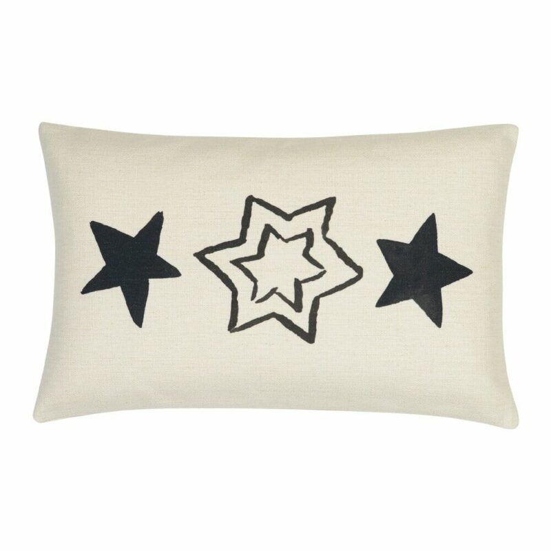 Rectangular cotton linen cushion with three stars
