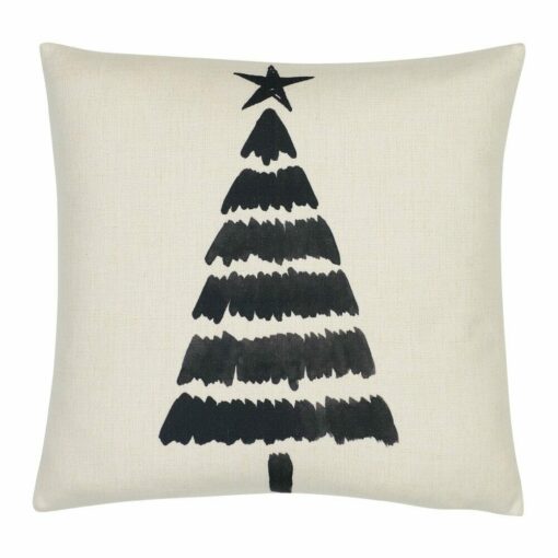 Photo of minimalist yet cute cotton linen cushion with Christmas tree