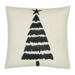 Cotton linen blend cushion cover with minimalist Christmas tree