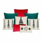 Photo of elegant 8-piece Christmas-themed cushion set brght red, green and black colours
