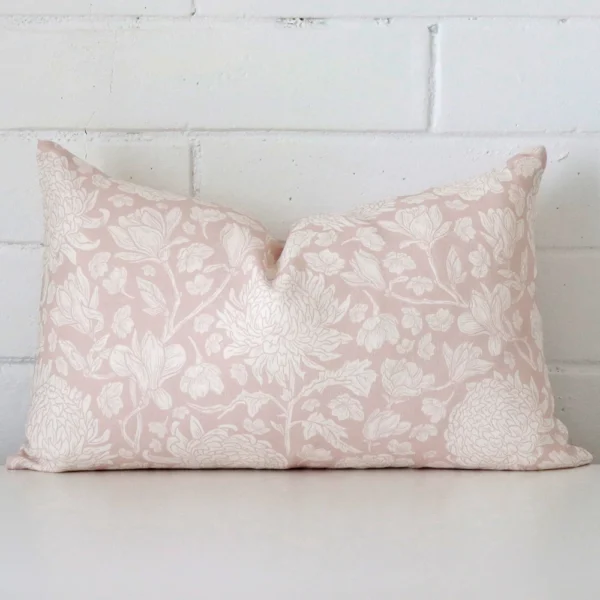Ali Linen Light Pink Floral Cushion Cover - Rectangle