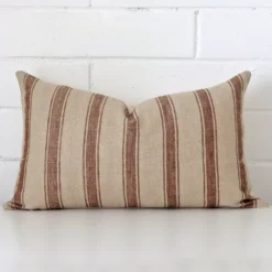 A graceful rectangle cushion with a striped style on durable designer fabric.