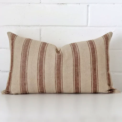 A graceful rectangle cushion with a striped style on durable designer fabric.