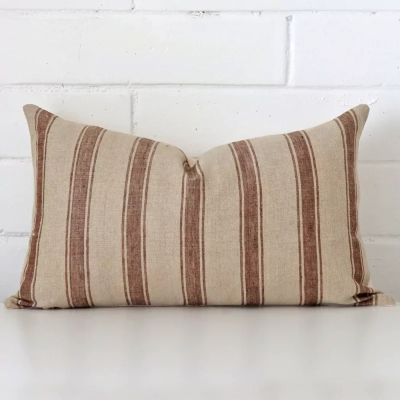 amaro-striped-designer-cushion-cover-rectangle-art110-30b A graceful rectangle cushion with a striped style on durable designer fabric.