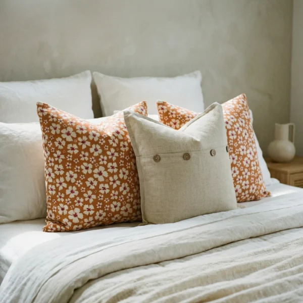 Amora Burnt Orange Bed Cushions Set – 3 Covers
