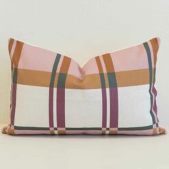Amora Pink Plaid Cushion Cover - Rectangle