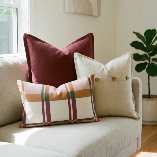 Amora Plaid Couch Cushions Set – 3 Covers