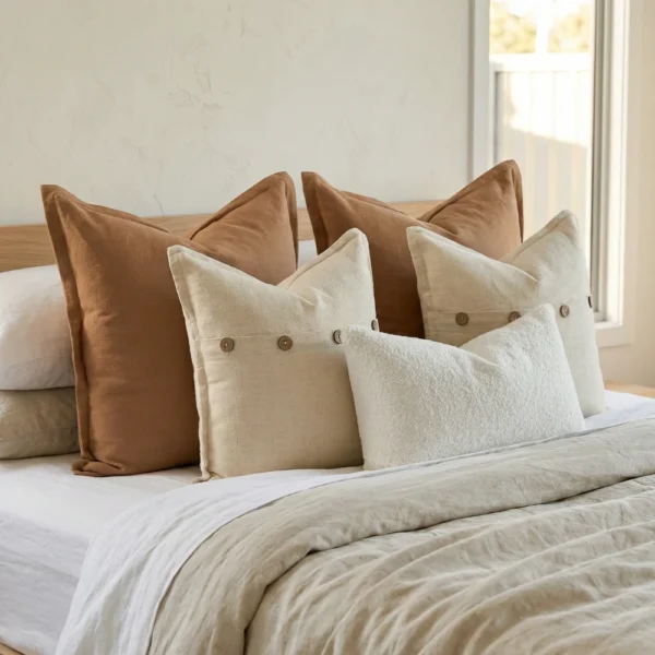 Amora Tan Bed Cushions Set – 5 Covers