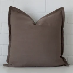A superior linen chocolate brown cushion cover in a classy large size.