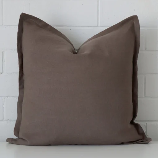 A superior linen chocolate brown cushion cover in a classy large size.