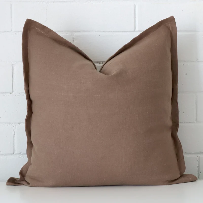bella-clay-linen-cushion-cover-large-sc1045-55b A bold linen cushion in a sleek large size with a clay tone of colour.