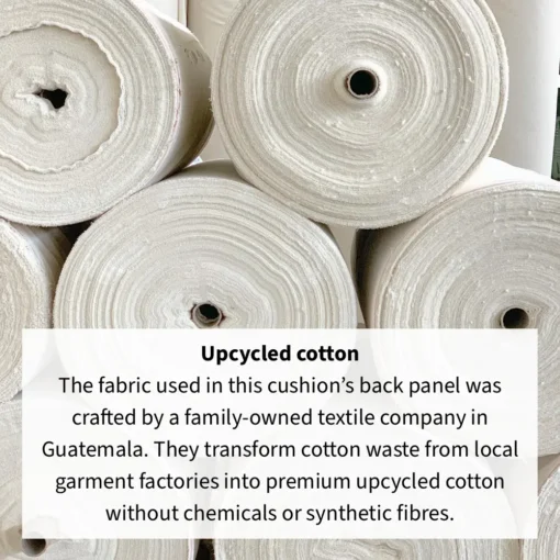 Big rolls of white upcycled cotton fabric.