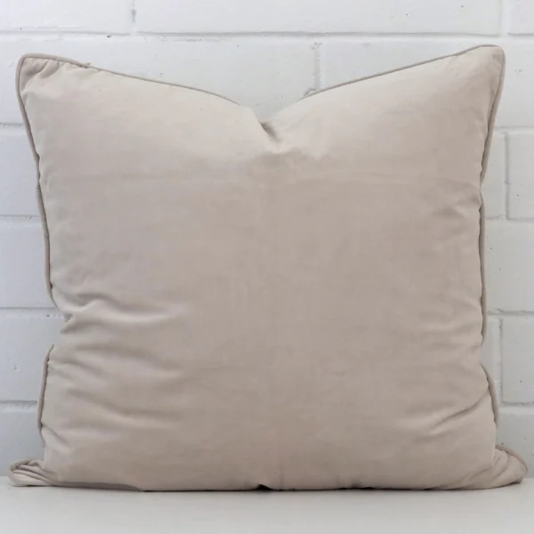 Vibrant grey cushion cover constructed from velvet fabric and shown in a large size.