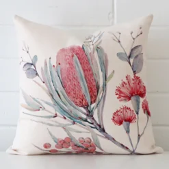 A superior linen cushion cover yielding a floral style and in a classy square size.