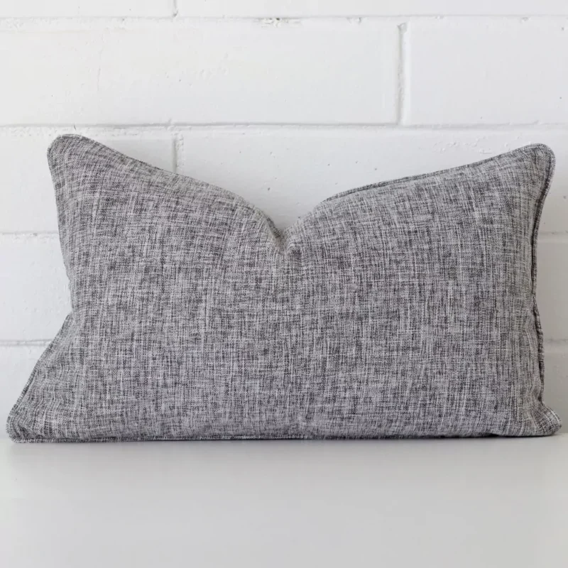 camden-grey-cushion-cover-30cm-x-50cm-30cm-x-50cm-sc449-30 A linen rectangle cushion cover that is shown vertically against a brick wall. It has a wonderful grey colour.