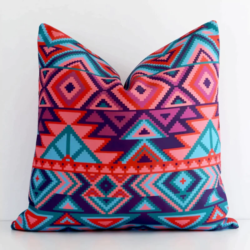 carnival-style-waterproof-outdoor-cushion-cover---sc573-45 A gorgeous outdoor square cushion. It has an eye-catching geometric design.