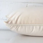 A graceful rectangle cream cushion with a velvet fabric.