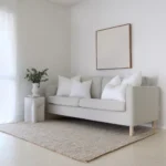 A set of 5 cushions inserts arranged on a light grey sofa.