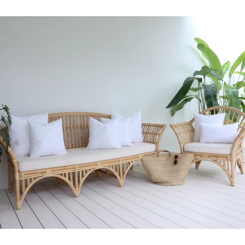 cushion-inserts-outdoor-set-of-7-insp-7o A set of 7 outdoor cushion inserts styled on a rattan seat.