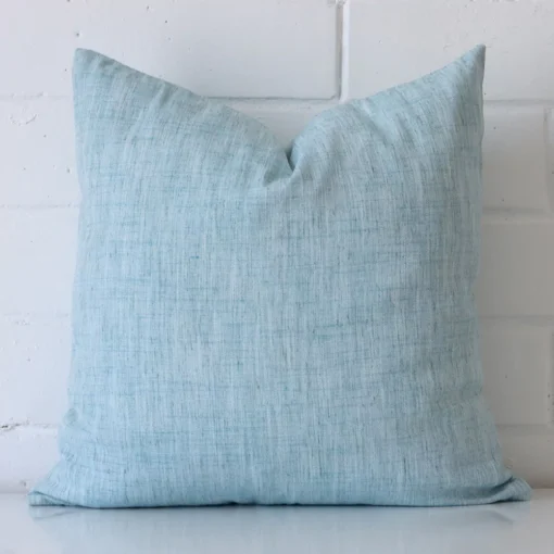 A superior linen duck egg cushion in a classy square size.