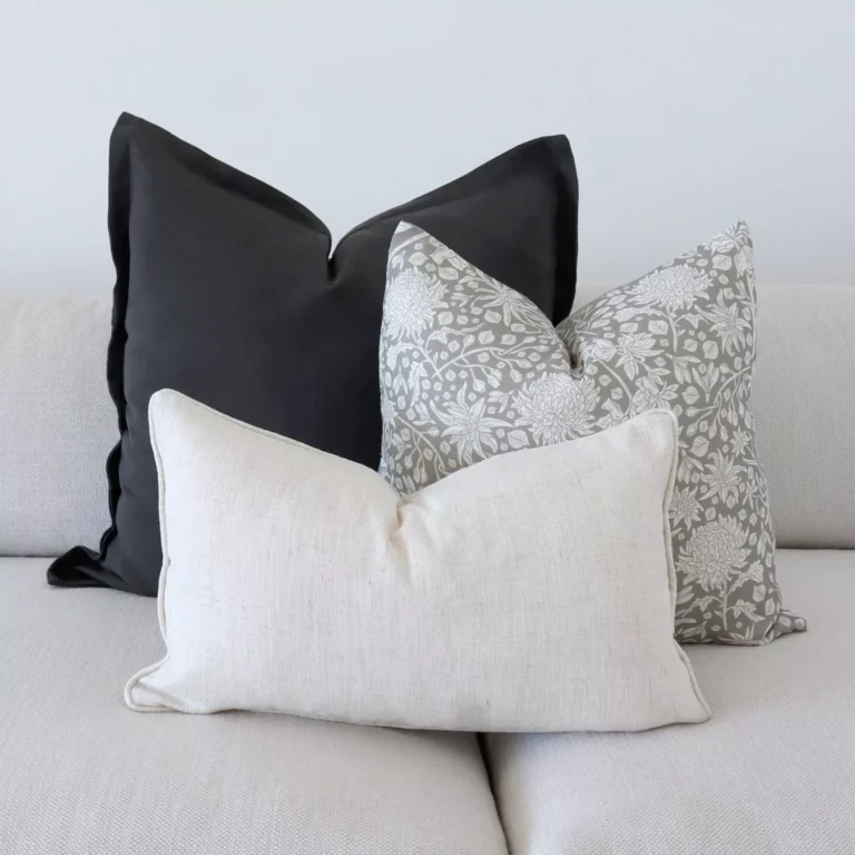 The sophisticated Eliza couch cushions set looks charming on a sofa.