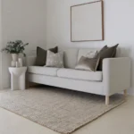 The sophisticated Eliza sofa set, a collection of 5 designer cushions looks charming on a grey sofa.