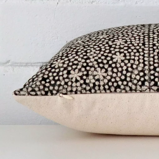 The seams of this designer large cushion cover is shown.