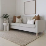 The Eve sofa cushions set's 5 carefully selected designer cushions add a touch of style to the grey sofa.