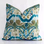 An eye-catching linen large cushion cover featuring a colourful hue. It has a unique patterned style.