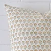 Macro image of a designer large cushion cover. The shot shows the floral style more thoroughly.