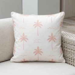 Isla Pink Waterproof Palm Tree Outdoor Cushion Cover