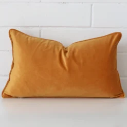 Gorgeous velvet rectangle cushion in a gold mustard colour.