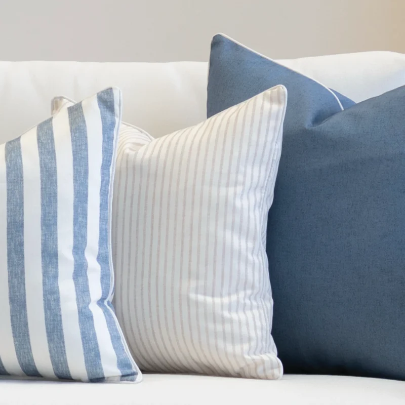 The horizon cove outdoor sofa cushions sit on outdoor seating.