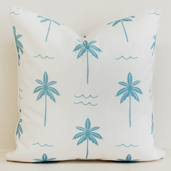 Isla Aqua Waterproof Palm Tree Outdoor Cushion Cover