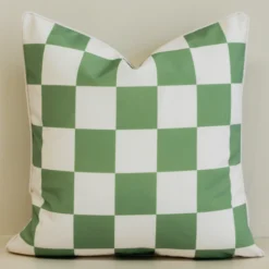 Isla Green Waterproof Check Outdoor Cushion Cover
