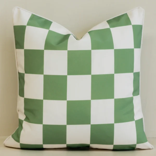 Isla Green Waterproof Check Outdoor Cushion Cover