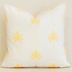 Isla Lemon Yellow Waterproof Palm Tree Outdoor Cushion Cover