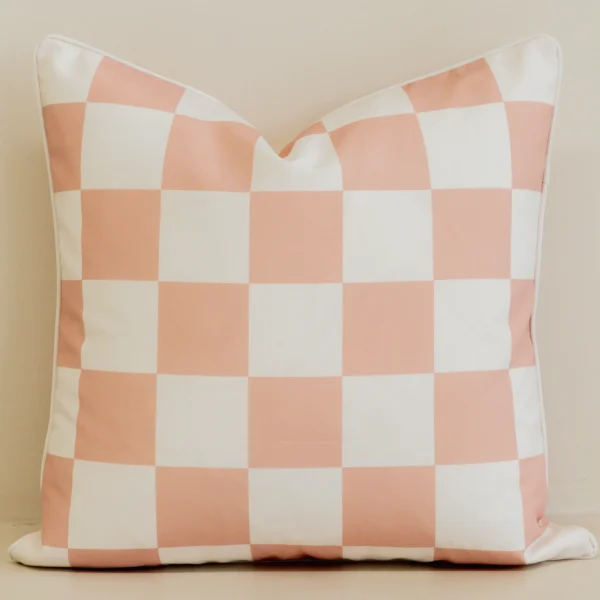 Isla Pink Waterproof Check Outdoor Cushion Cover