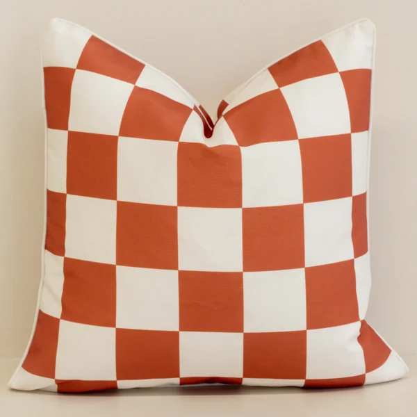 Isla Red Waterproof Check Outdoor Cushion Cover