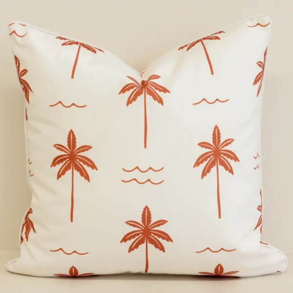 Isla Red Waterproof Palm Tree Outdoor Cushion Cover