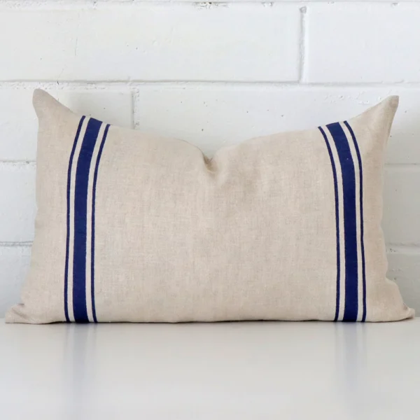 Lyla Linen Blue Striped Cushion Cover - Rectangle