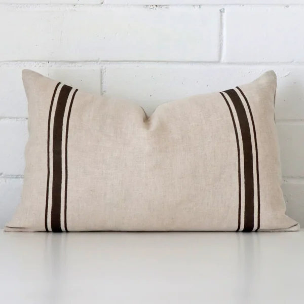 Lyla Linen Charcoal Striped Cushion Cover - Rectangle