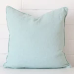 An alluring linen square cushion cover in mint.
