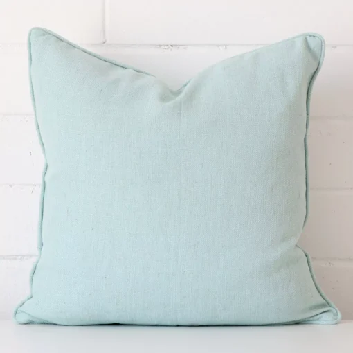An alluring linen square cushion cover in mint.